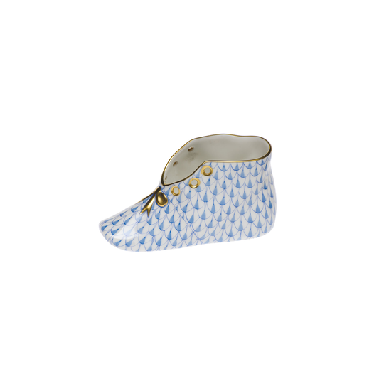 Herend Baby Shoe | 4.5in Fishscale Blue