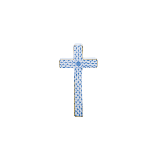 Herend Cross | 4.75in Fishnet Blue