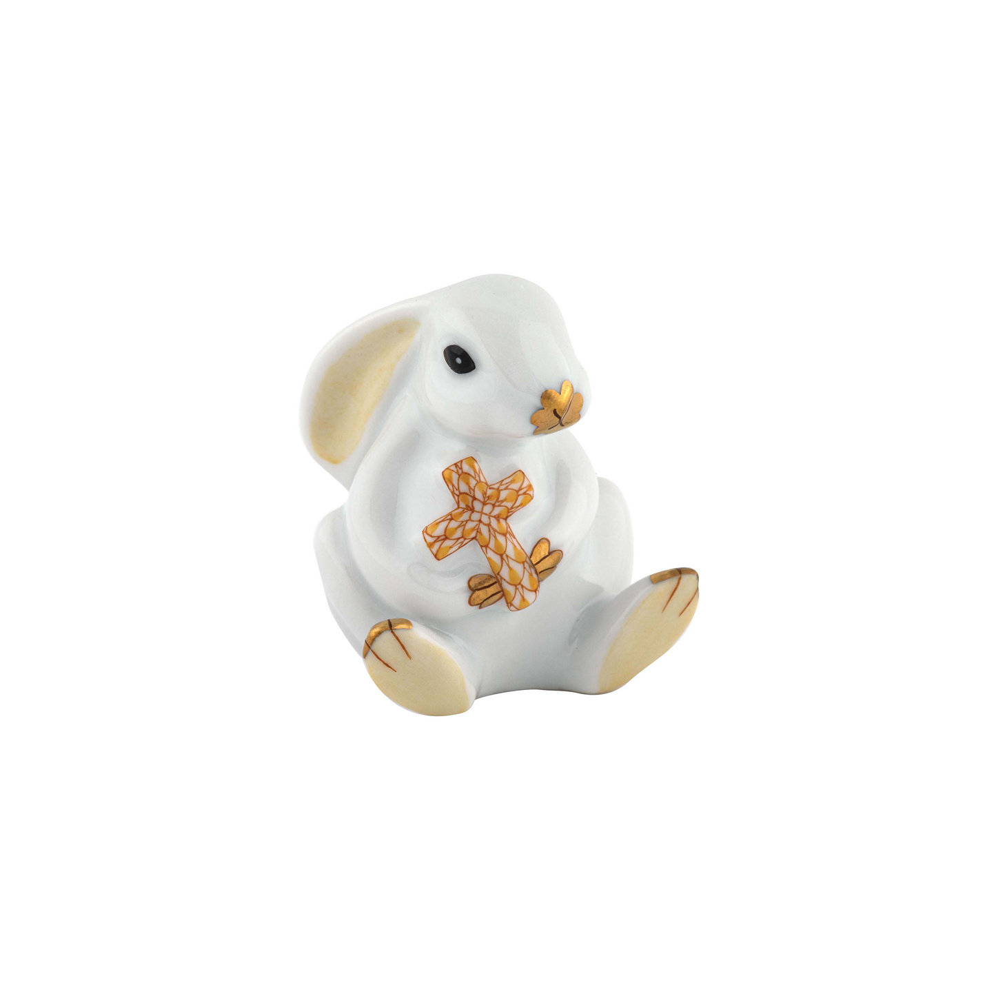 Herend Bunny with Cross | 2in Butterscotch