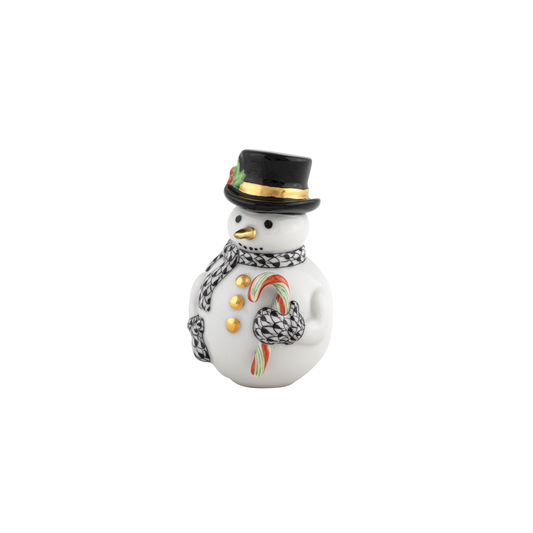 Herend Candy Cane Snowman | 3in Black
