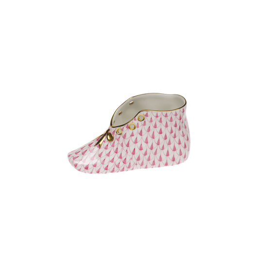 Herend Baby Shoe | 4.5in Fishscale Raspberry