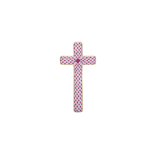 Herend Cross | 4.75in Fishnet Raspberry