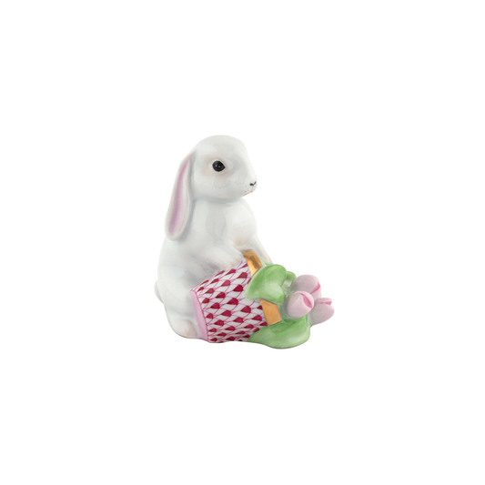 Herend Flowerpot Bunny | 2.75in Raspberry