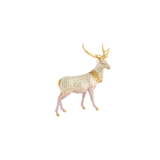 Herend Stag with Flower Garland | 9.75in
