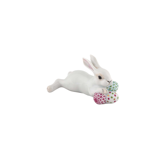 Herend Lying Bunny with Eggs | 4.25in Multi Color