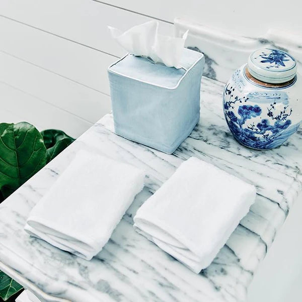 Weezie Towels Luxury Signature Piped Edge Washcloth Set of 2 | White Piping