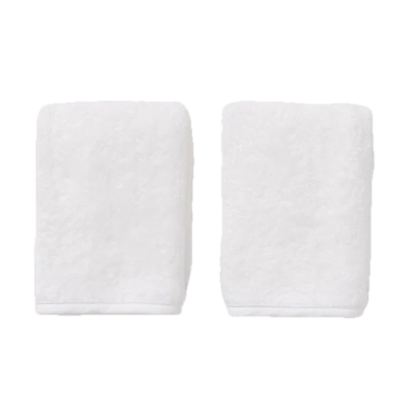 Weezie Towels Luxury Signature Piped Edge Washcloth Set of 2 | White Piping