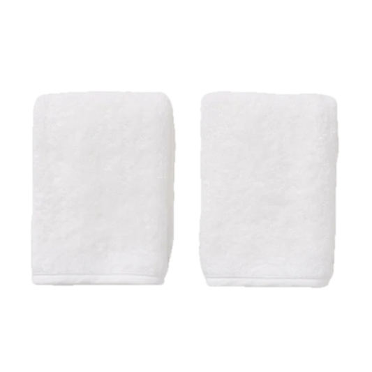 Weezie Towels Luxury Signature Piped Edge Washcloth Set of 2 | White Piping