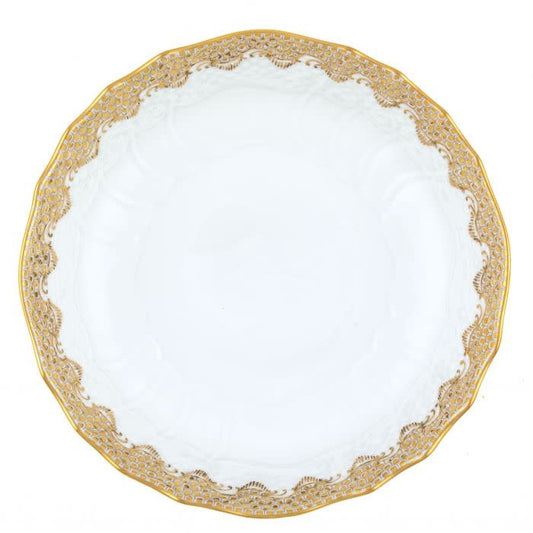 Herend Fishscale Gold Scalloped Dinner Bowl | 8in