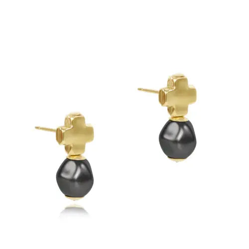 Signature Cross Gold Stud | Pearl Dark Grey