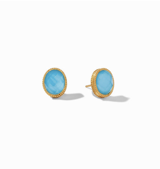 Verona Oval Studs in Pacific Blue