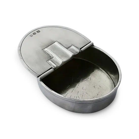 Match Pewter Oval Lidded Cigar Ash Tray | 4.9x3.9in
