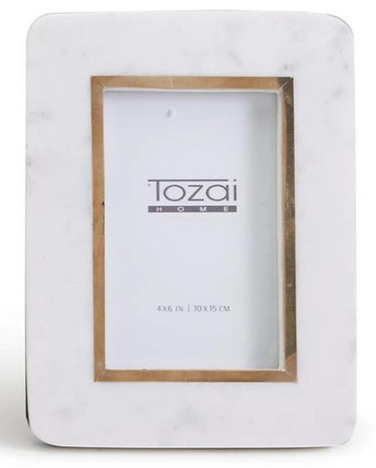 White Marble Gold Rim Frame