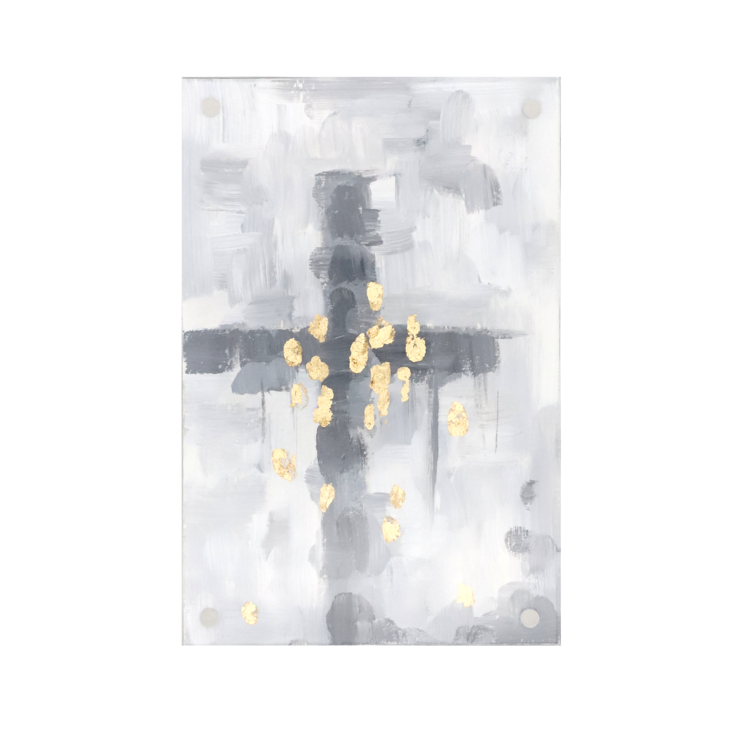 Grey Cross with Gold Details in Acrylic Frame
