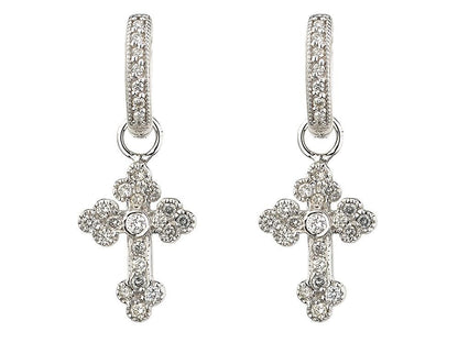 Guinevere Diamond Cross Earring Charms | 0.38c 18k White Gold
