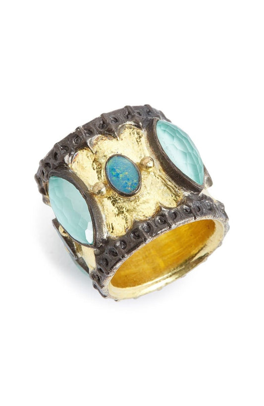 Scalloped Cigar Band Ring Opal