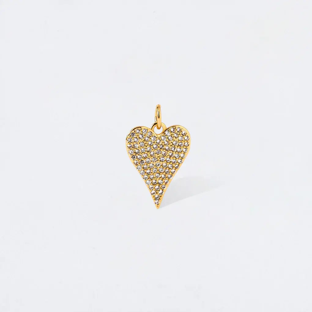 Pave Elongated Heart Charm Pendant