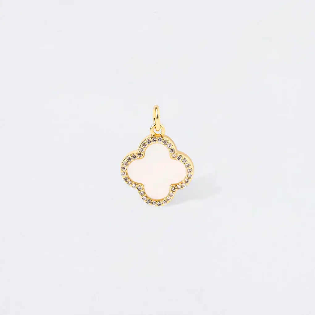 Crystal Edge Mother of Pearl Clover Charm Pendant