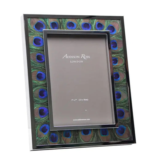 Silver Plate Peacock Feather Picture Frame | 5x7in