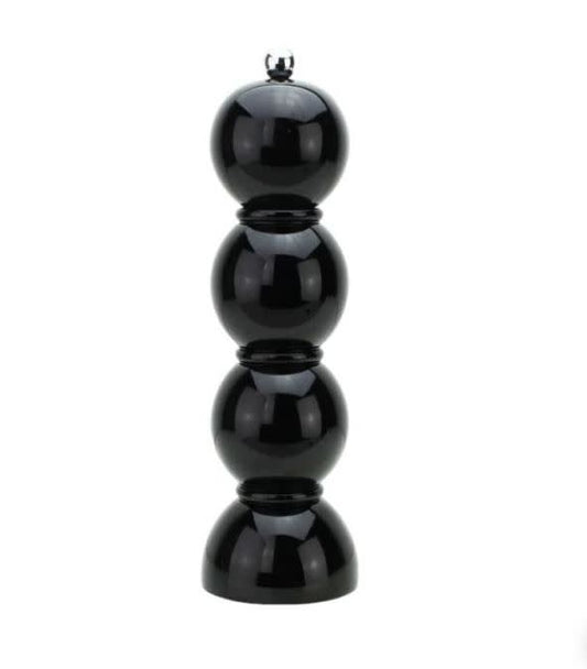 Bobbin Wood Lacquer Salt or Pepper Mill Grinder | 9.5in Black