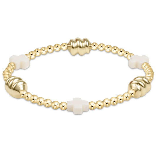 eNewton Signature Cross Admire 3mm Bead Bracelet | Off-White