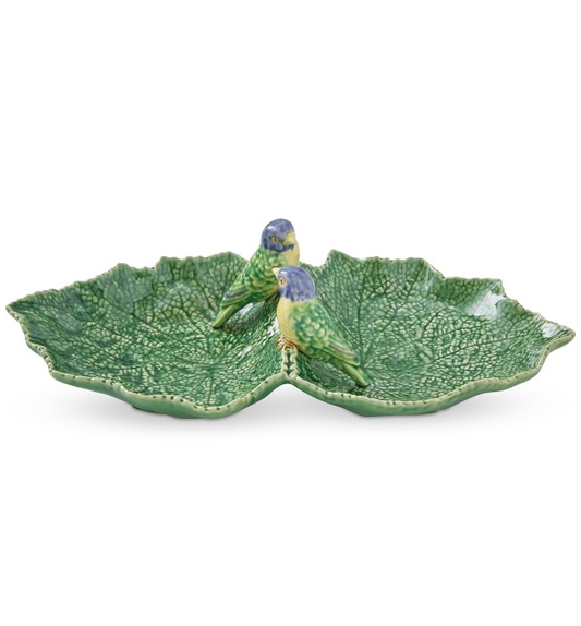 Bordallo Pineiro Cineraria Leaves Double Leaf Bird Bowl | 13.25in