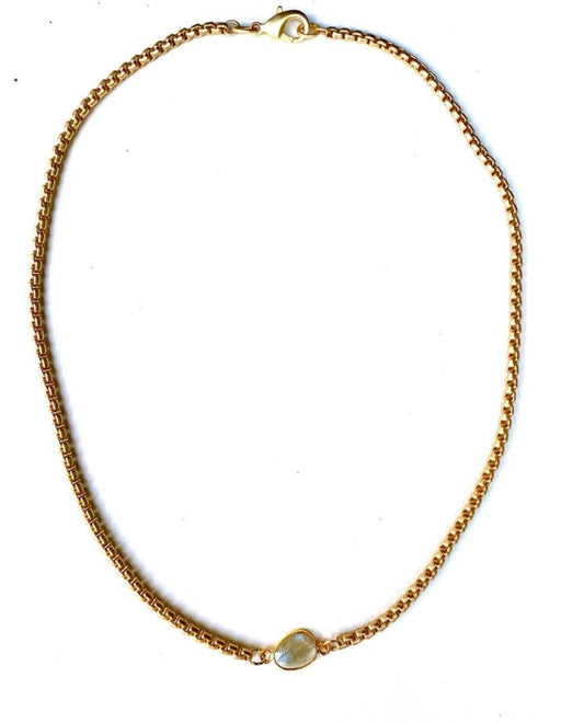 Aggie Labradorite Gold Necklace