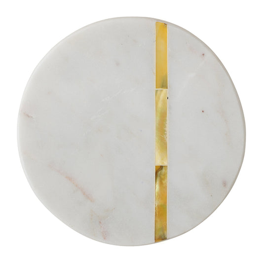 Gold Accent Marble Coaster Set of 4 | White