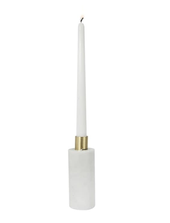 Round Marble and Brass Taper Holder