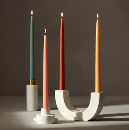 Round Marble and Brass Taper Holder