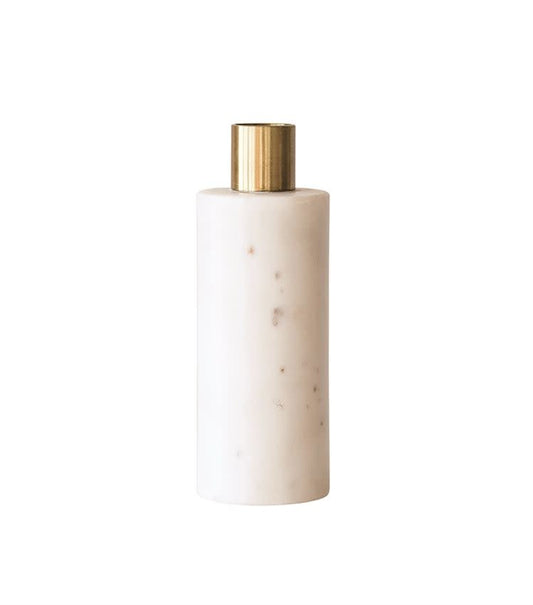 Round Marble and Brass Taper Holder