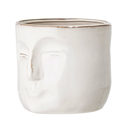 Stoneware Cream Face Planter Large