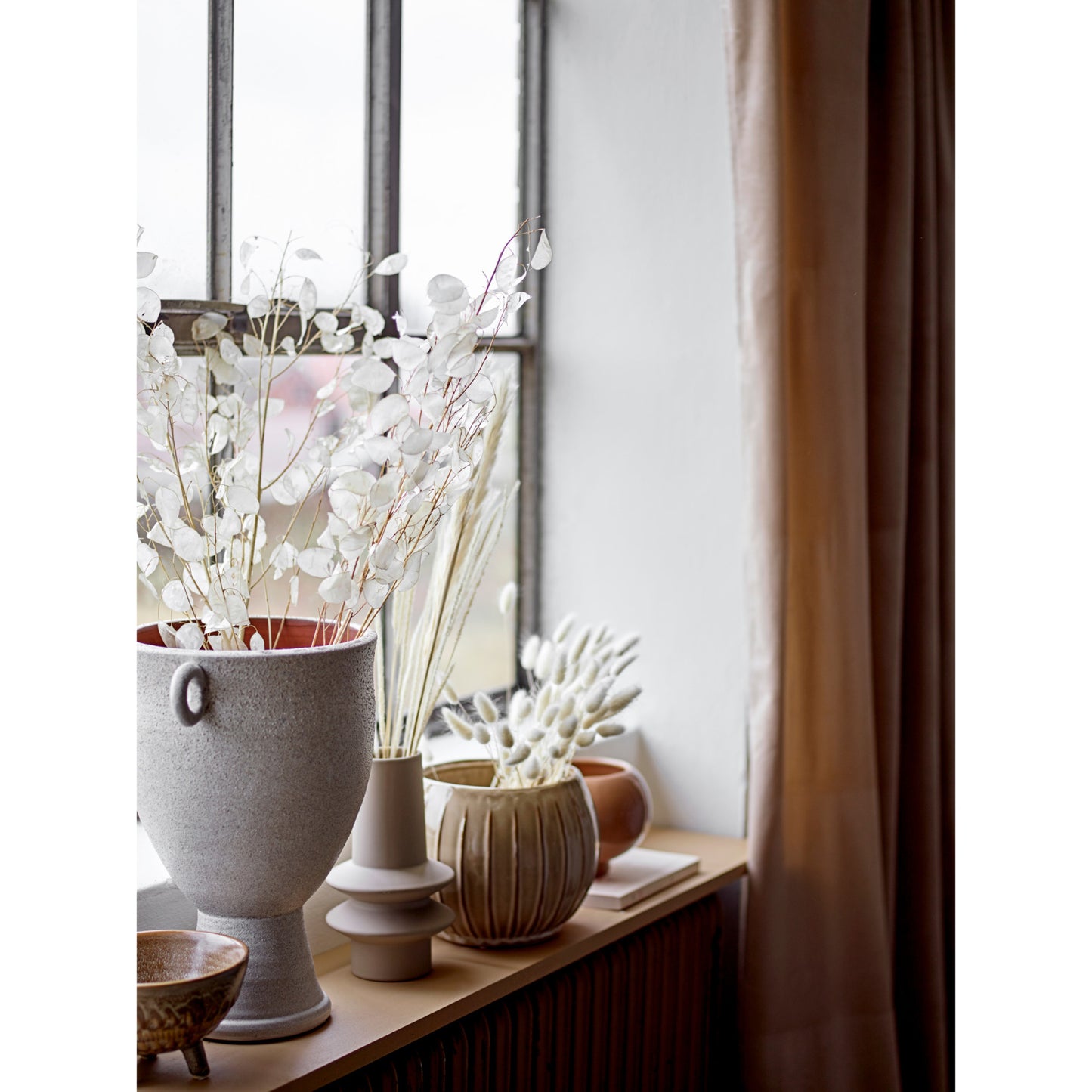 Short Abstract Cream Stoneware Vase
