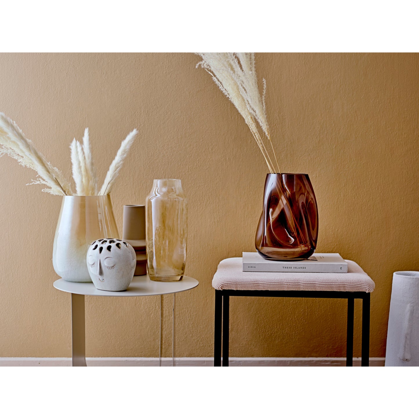 Short Abstract Cream Stoneware Vase
