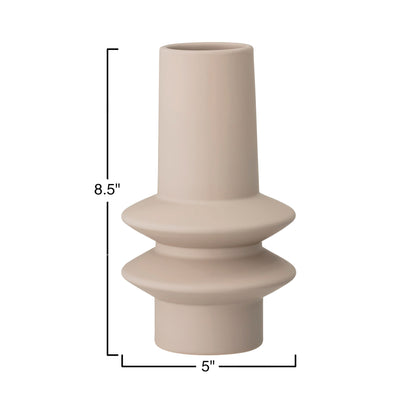 Short Abstract Cream Stoneware Vase