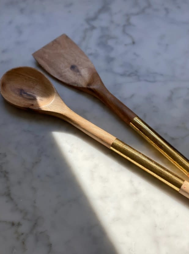 Wood + Brass Serving Set | 13.25in