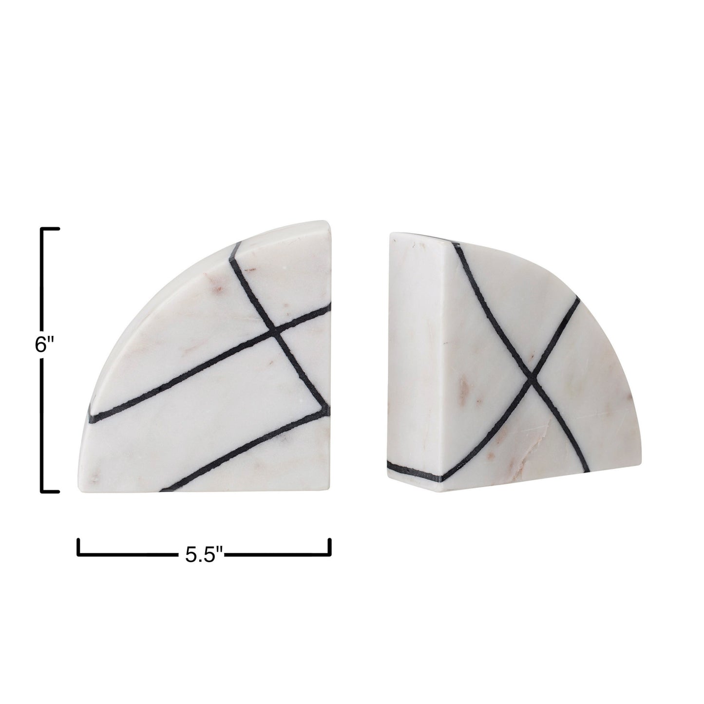 Black Inlay Marble Bookends S/2