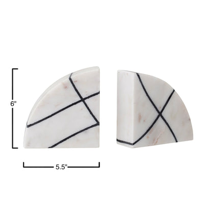 Black Inlay Marble Bookends S/2