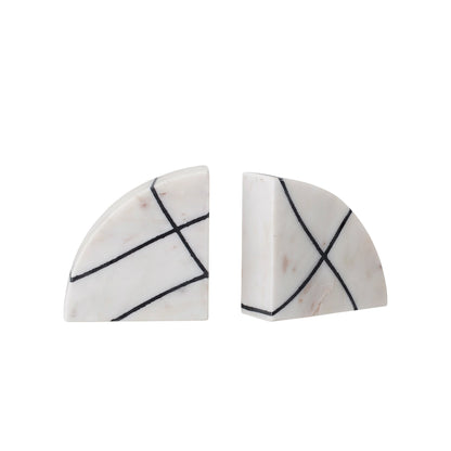 Black Inlay Marble Bookends S/2