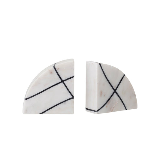 Black Inlay Marble Bookends S/2