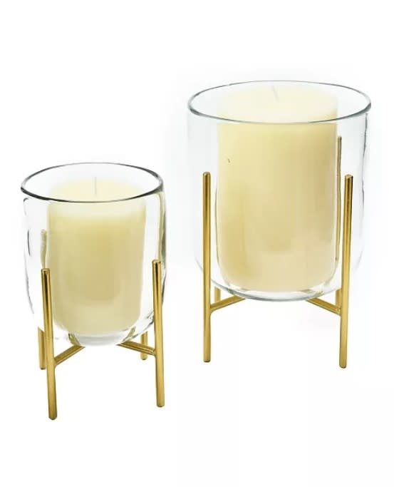 Glass Vase Candle Holder + Gold Stand | 8.25in