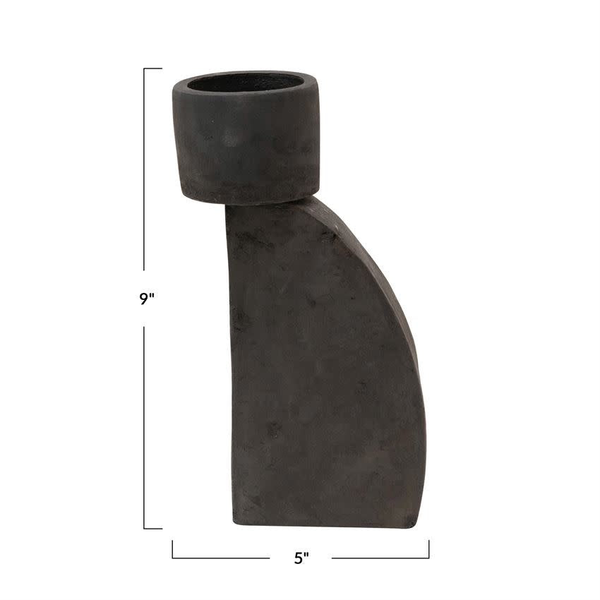 Tall Black Terra-Cotta Tealight Holder