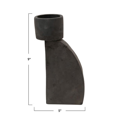 Tall Black Terra-Cotta Tealight Holder