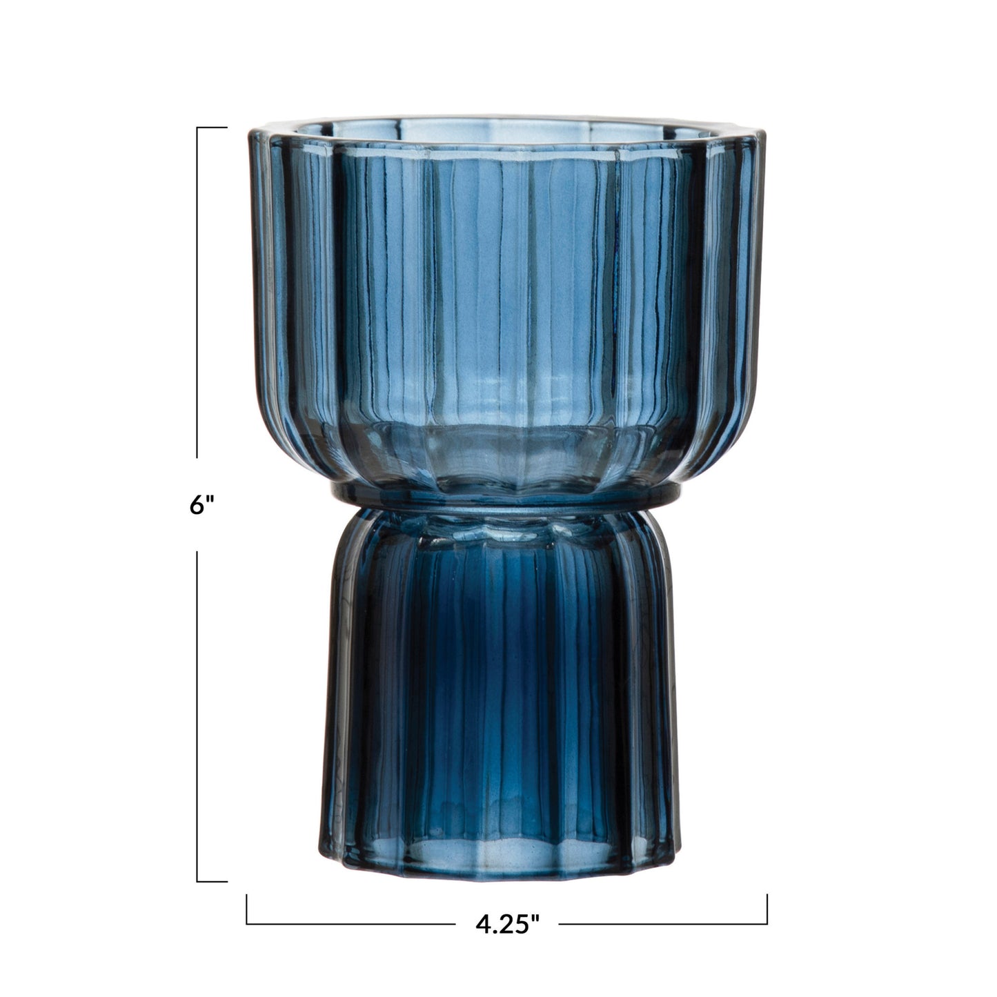 Blue Fluted 2-Sided Vase / Votive Holder