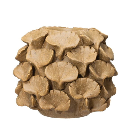 Stoneware Sculpted Pinch Vase | Handmade Caramel 4.75in