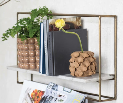 Stoneware Sculpted Pinch Vase | Handmade Caramel 4.75in