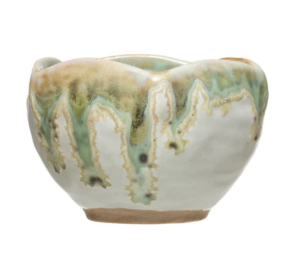 Flower Stoneware Bowl | Cream Green 4in