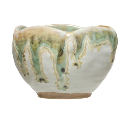 Flower Stoneware Bowl | Cream Green 4in