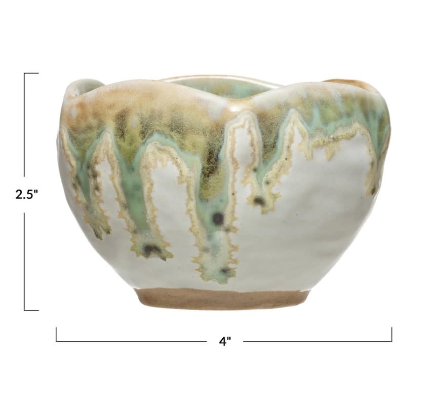 Flower Stoneware Bowl | Cream Green 4in