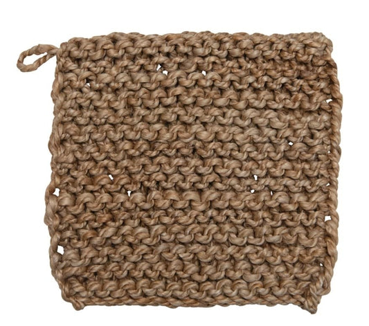 Crochet Jute Pot Holder | Natural 8in